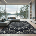 Monochromatic Celestial Starburst Medallion Rug