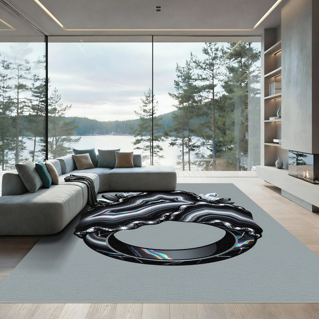 Black Agate With Crystal Accents Rug