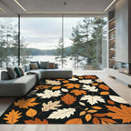 Autumnal Falling Maple Leaf Forest Rug