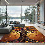 Golden Oak Autumn Leaf Tree Art Rug