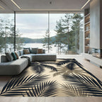 Tropical Palm Leaf Monochrome Landscape Rug