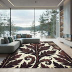 Deep Burgundy Acanthus Leaf Column Rug