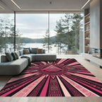 Radiant Pink Aztec Sun Geometric Art Rug
