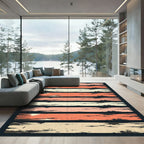 Coral Pink Cream Distressed Stripe Rug
