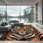 Majestic Tiger Face Orange Black Stripes Rug