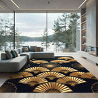 Golden Sunburst Fan Arrangement Rug