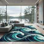 Deep Teal Ocean Swirl Rug