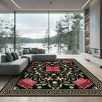 Red Green Black Whimsical Creature Rug