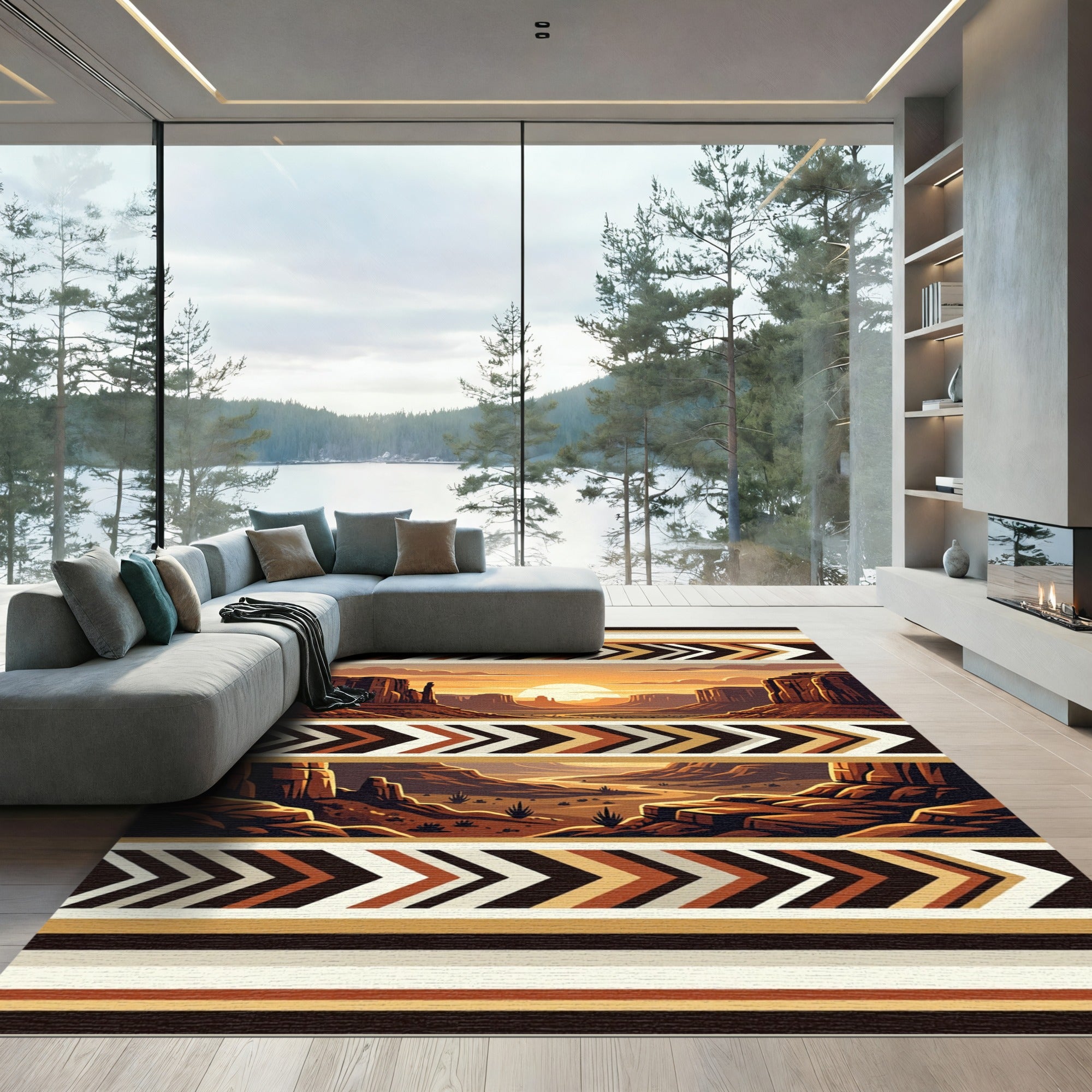 Southwestern Sunset Canyon Geometric Stripe Rug