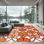 Retro Orange Four Leaf Clover Tile Rug