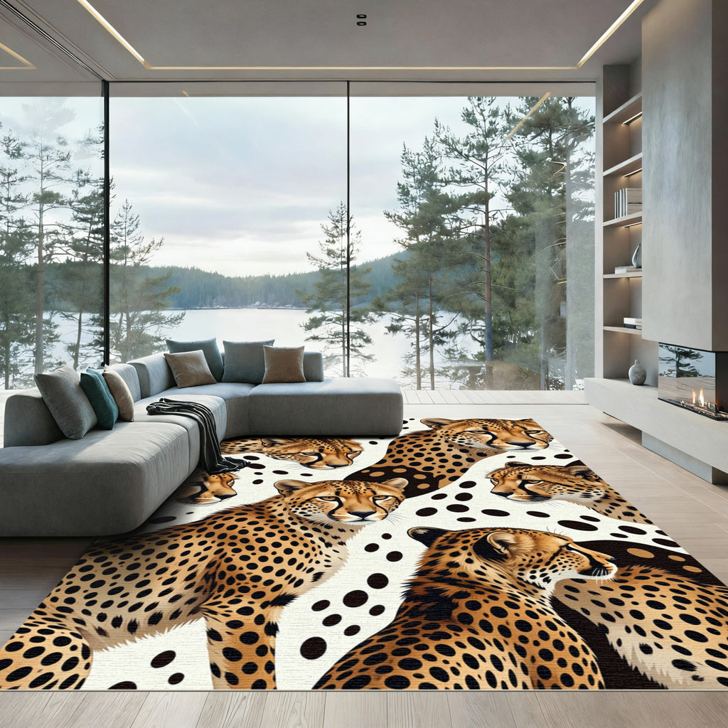 Golden Cheetah Spots Composition Rug