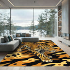 Bold Orange Leopard Animal Print Rug