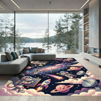 Whimsical Cosmic Space Mouse Planet Rug