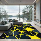 Bold Yellow Abstract Geometric Hexagon Rug