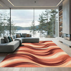 Earthy Terracotta Wavy Abstract Strokes Rug