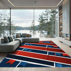 Bold Geometric Red and Blue Pennants Rug