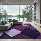 Modern Plum Violet Geometric Layered Block Rug