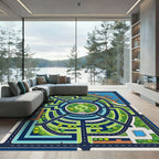 Vibrant Illustrated City Map Roadscape Rug