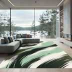 Deep Green Mint Brushstroke Abstract Rug