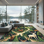 Majestic Forest Stag Wildlife Woodland Art Rug