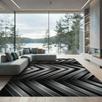 Metallic Gray Chevron Stripe Rug