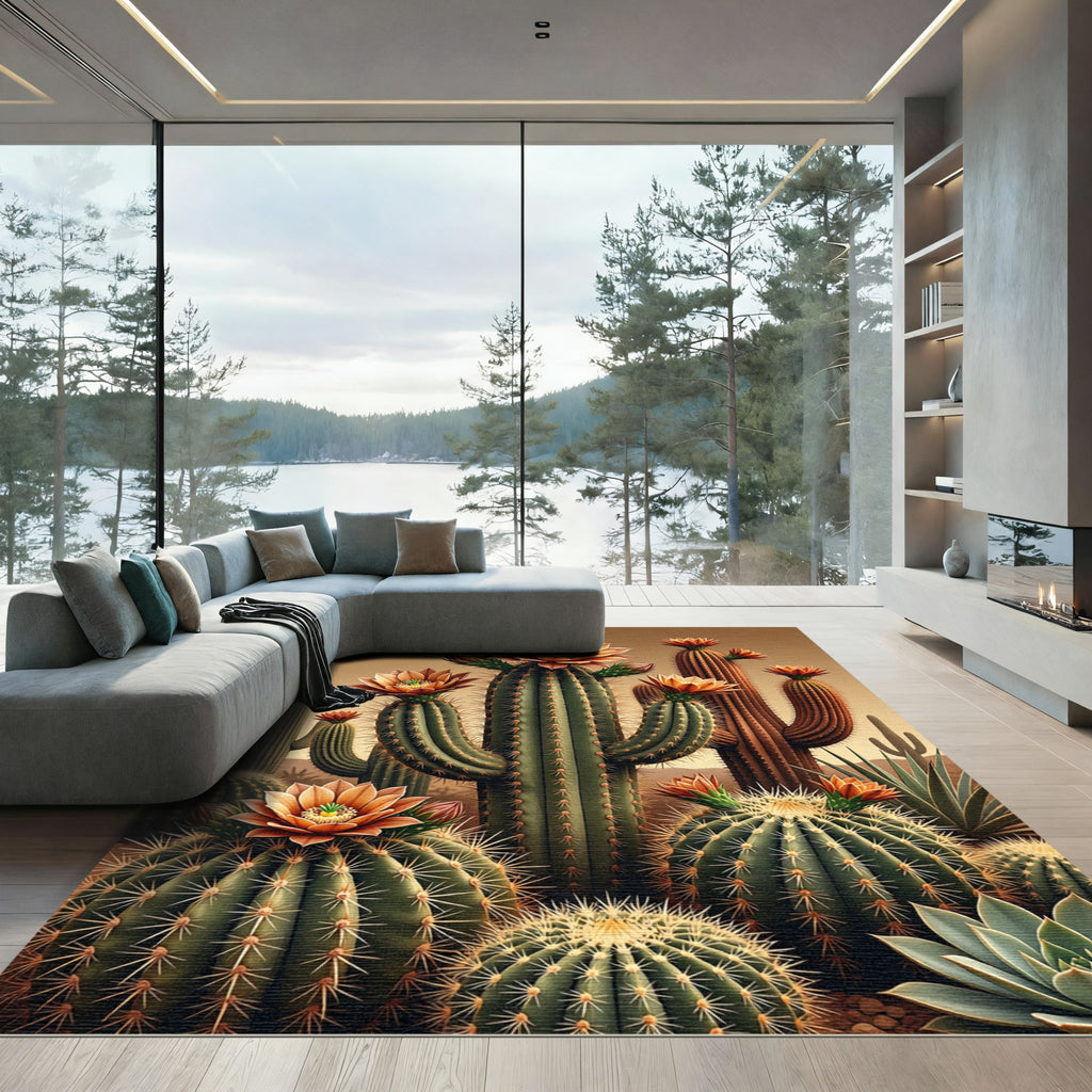 Desert Floral Cactus Landscape Rug