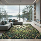Intertwined Vine Lattice Green Botanical Rug