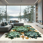Zen Succulent Leaf and Golden Coin Rug