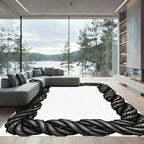 Rustic Gray Twisted Rope Border Rug