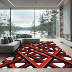 Bold Geometric Crimson Intersecting Lines Rug