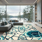 Aqua Atomic Orbital Swirl Rug