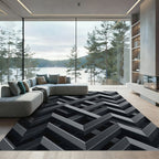 Monochromatic Geometric Interlocking Structure Rug