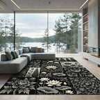 Monochromatic Floral Lotus Grove Rug