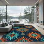 Navajo Sunburst Orange Teal Rug