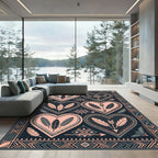 Southwestern Feather Heart Arrow Art Rug