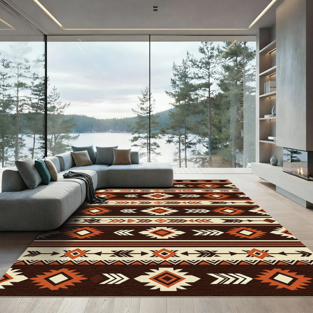 Earthy Tones Diamond Arrow Geometric Rug