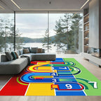 Vibrant Multicolored Abstract Curved Track Rug