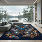 Celestial Azure Butterfly Galaxy Art Rug