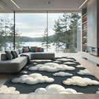 Whimsical Cream Cloud Sky Rug