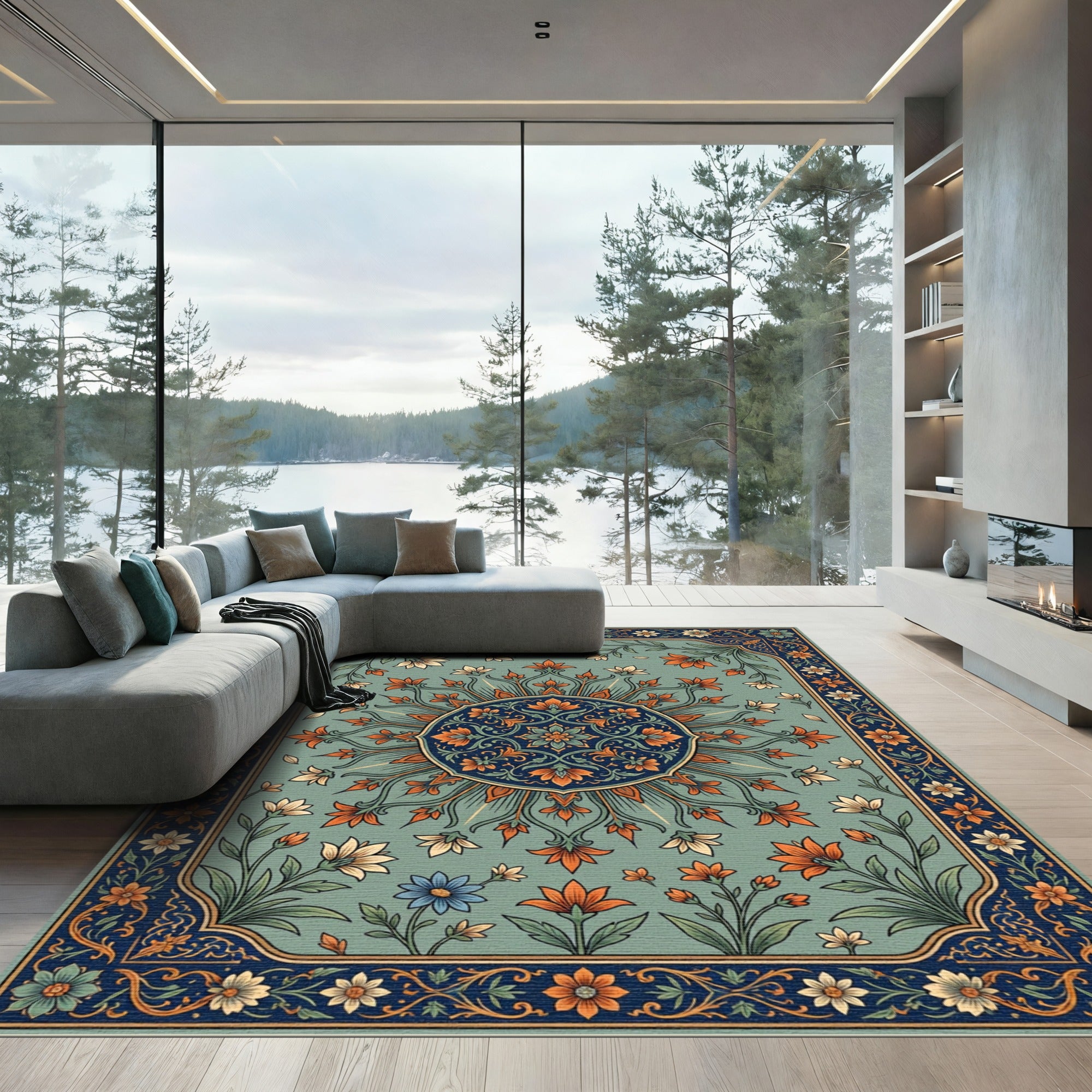 Floral Sunburst Botanical Garden Rug