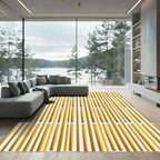 Golden Bamboo Slatted Vertical Lines Rug