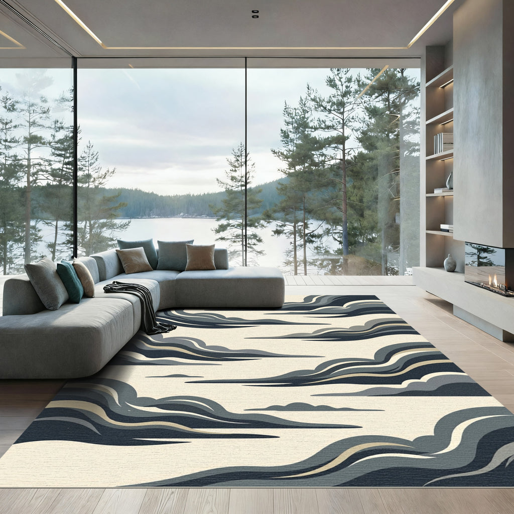 Minimalist Stormy Gray Abstract Cloud Rug