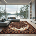 Elegant Earth Tone Botanical Medallion Rug