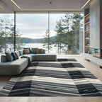 Monochrome Linear Abstract Geometric Rug