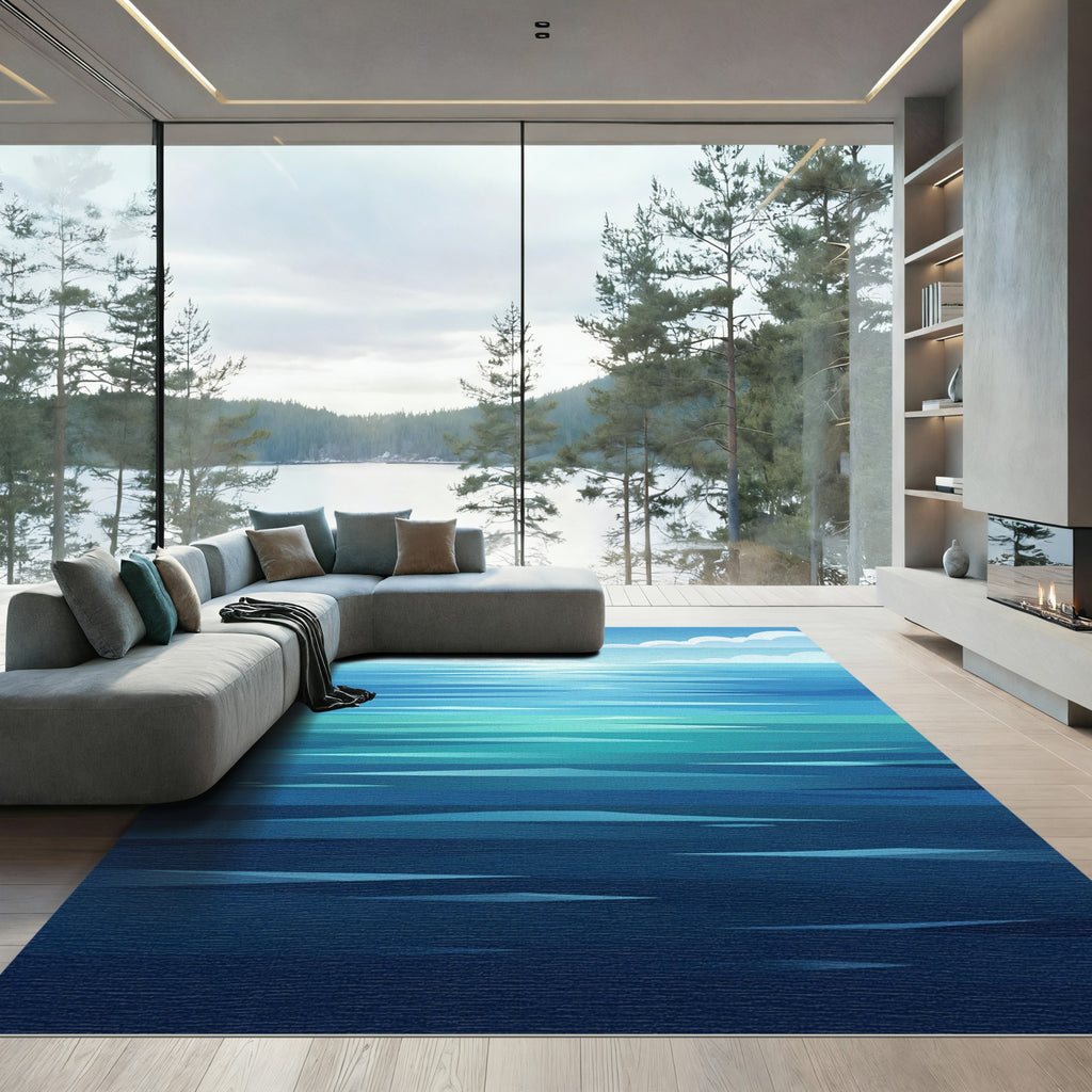Abstract Ocean Horizon Water Ripples Rug