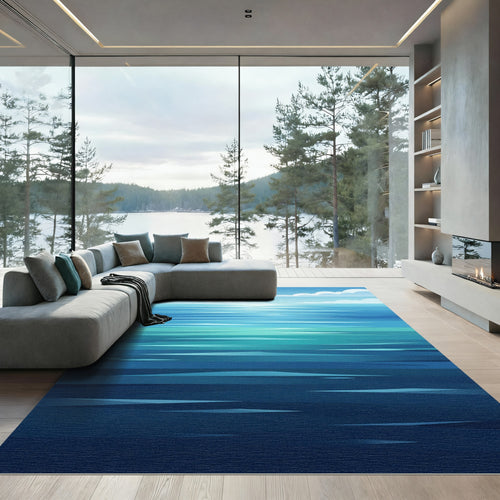 Abstract Ocean Horizon Water Ripples Rug