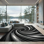Cosmic Black and Silver Swirl Rug