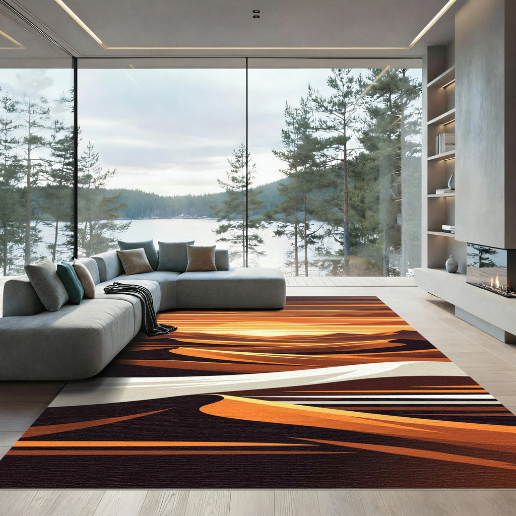 Golden Sunset Desert Horizon Landscape Rug