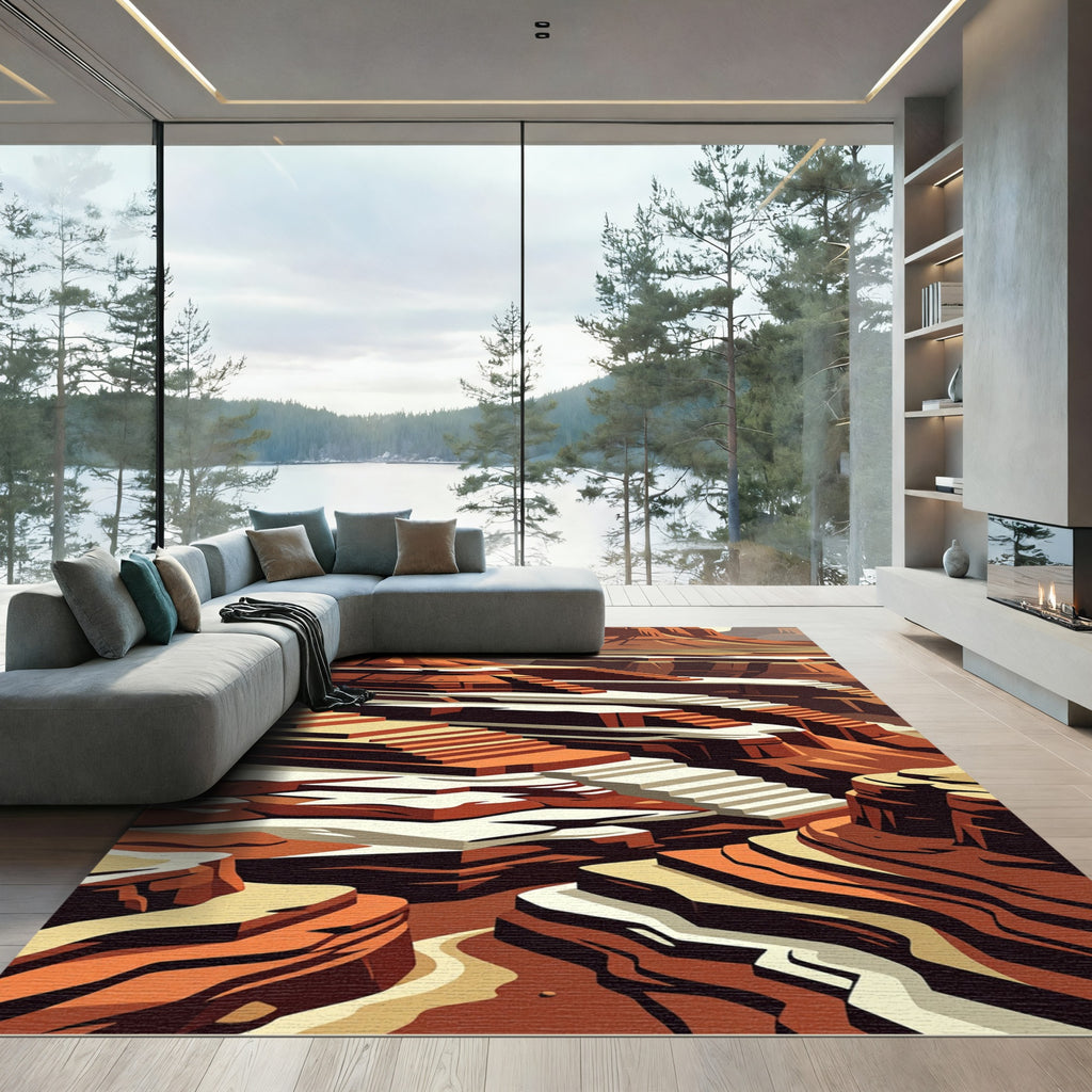 Earthy Terracotta Canyon Layered Rug