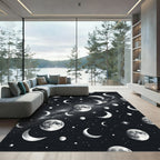 Celestial Moon Phases Starry Night Rug